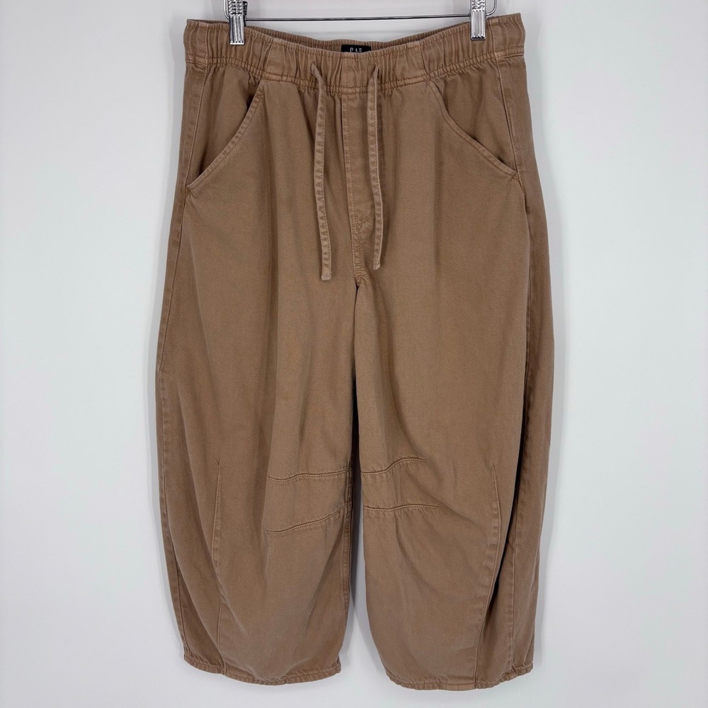 GAP Mid Rise Ultrasoft Horseshoe Jeans Womens S Petite Mojave Brown Barrel Leg